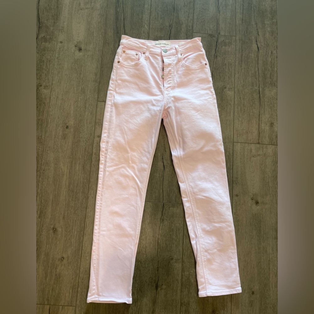 Aritzia Denim Forum The Yoko High Rise Slim Jeans in light bubblegum Pink